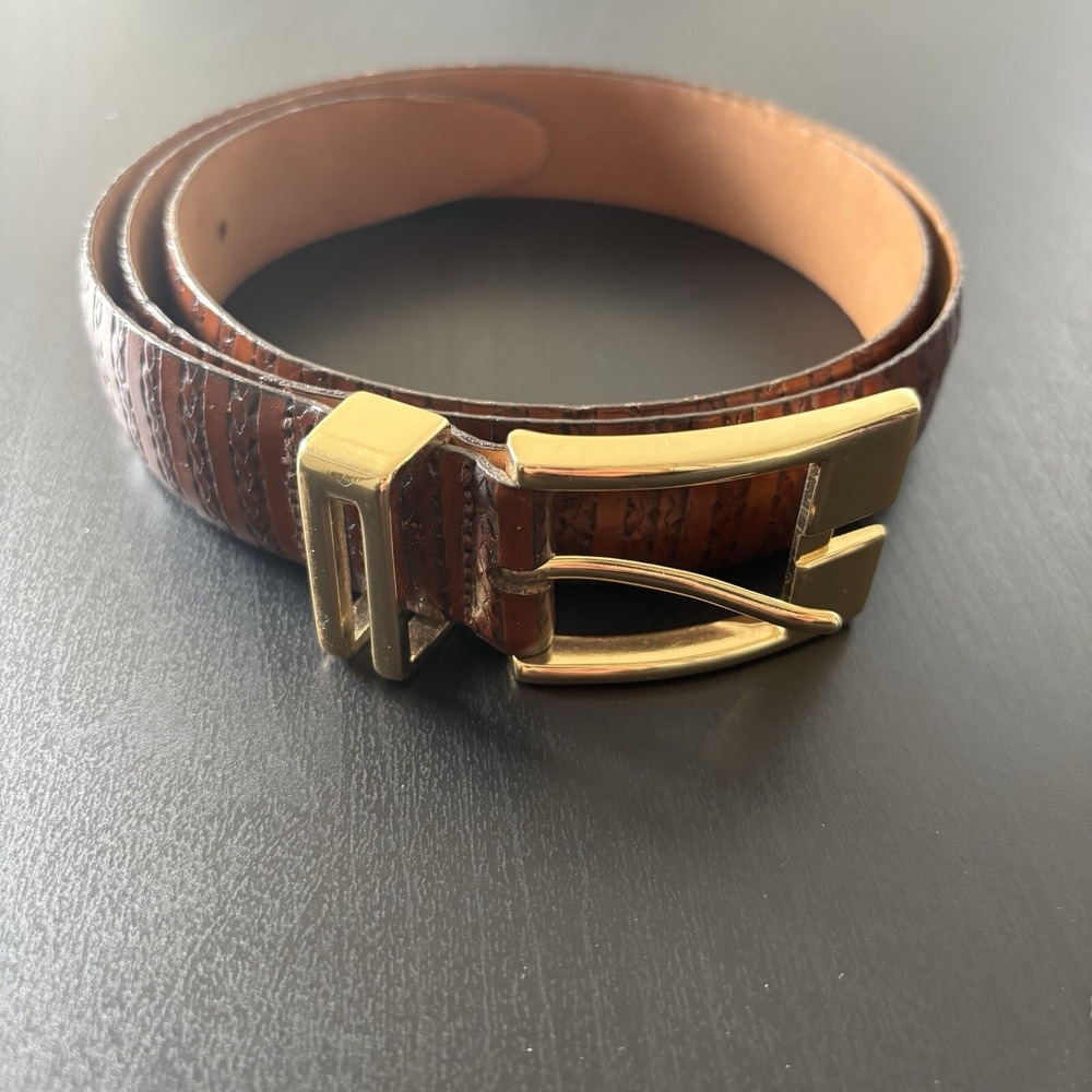 Vintage Crookhorn Fine Grain Leather Belt USA Made Brown Leather Sz 38 Western